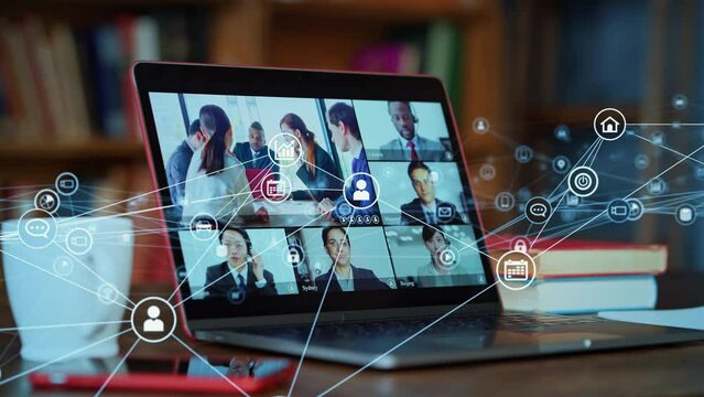 Human network concept. Social media. Human resources. Video conference. Online meeting.