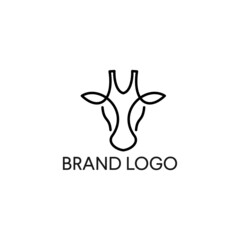 Giraffe head line design logo. Vector icon tribal design