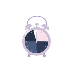 Alarm clock, bell. Distribution, time planning. Mechanical signaling device. Deadline and limitation time.  Loud signal. Concept of getting up in the morning or waking up. vector illustration.