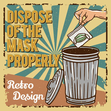 poster and flyer design dispose of masks properly