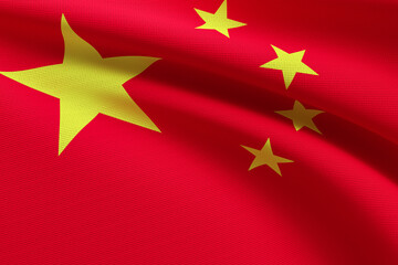 3d render illustration of China flag. Realistic Japan Flag  waving in wind.