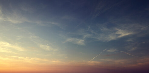 Beautiful night sky with cirrus clouds - obrazy, fototapety, plakaty