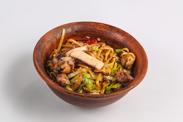 Asian wok udon with seafood