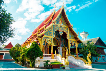 Gold Temple with Red Roof in Thailand