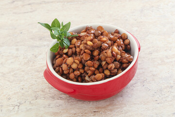 Boiled lentil in the bowl