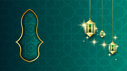 Realistic Mandala arabic green Islamic design background