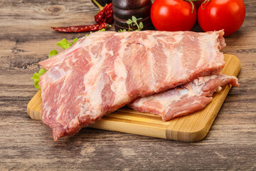 Raw pork ribs for cooking