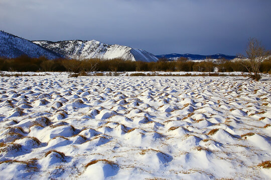 winter landscape olkhon island, lake baikal travel russia