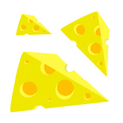 Piece of cheese. Food. Milk product. Flat vector illustration