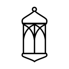 traditional ancient arabic lantern icon design. Isolated line icon, outline. Vector illustration of Ramadan Kareem. Muslim holidays.