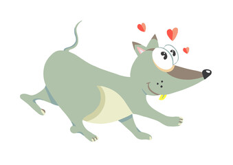 Loving mouse with hearts. Valentine's Day. Vector illustration