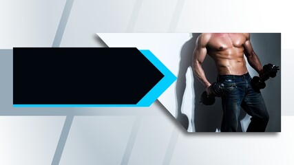 Gym trainer. Templates for web site, flyer or header cover. Mock up sport poster. Fit, fitness brochure design.