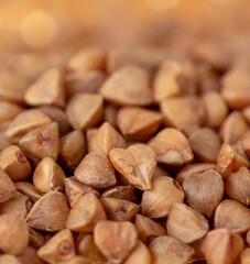Close-up of buckwheat groats as background.