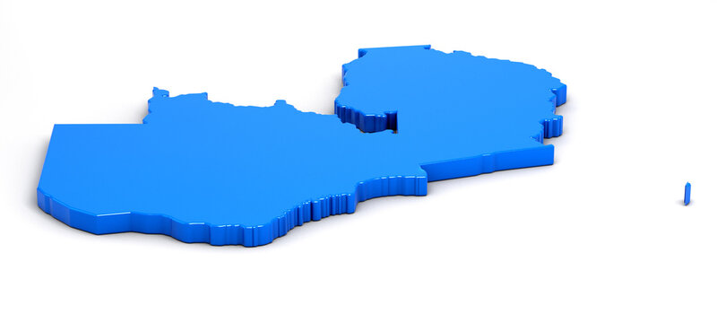 3d map of Zambia isolated on white background. 3d illustration.
