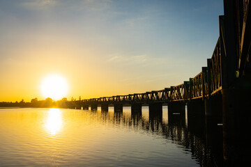 Railway bridge at sunrise