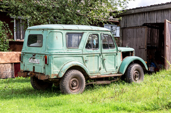 Soviet offroad GAZ-69 (1969) vehicle at the countruside