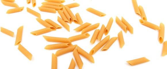 Dry pasta isolated on a white background.