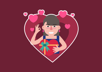 Valentine's day gift illustration for various graphic design and advertising applications