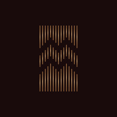 Modern letter logo M in golden stripes line art style. Beautiful negative space logotype designs for personal and company branding. EPS10 #02