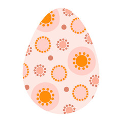 Silhouette cute spring Easter eggs with orange abstract patterns circles in pastel colors. Illustration colorful Easter eggs in flat style. Vector