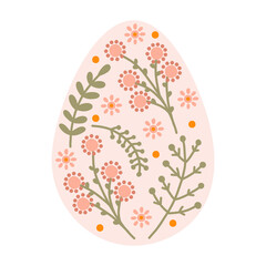 Silhouette cute Easter eggs with floral and abstract patterns in pastel colors. Illustration colorful Easter eggs in flat style. Vector