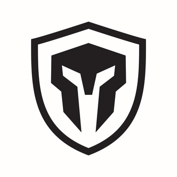 Spartan shield logo black and white