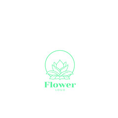 Lotus Flower Logo abstract Beauty Spa salon Cosmetics brand Linear style. Looped Leaves Logotype design vector Luxury Fashion template