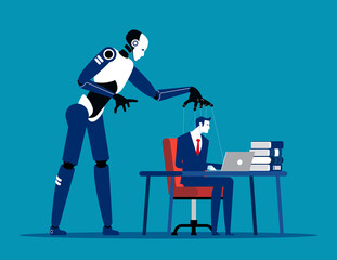 Artificial intelligence technology with human control. Technology business concept