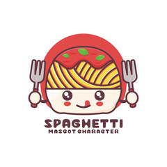 vector Spaghetti mascot cartoon, italian pasta food illustration, suitable for, logos, prints, stickers, etc