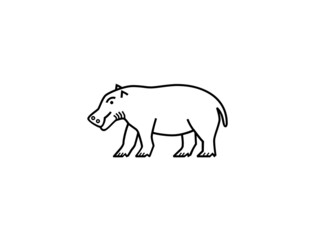 Obraz na płótnie Canvas Hippopotamus outline, sketch, art, drawing isolated on white background. Animals and wildlife concept.