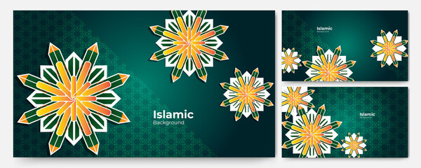 Realistic Mandala arabic green Islamic design background