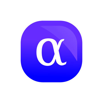 Alpha Icon Button Greek Alphabet and Mathematics Symbol