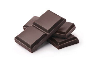 Dark Chocolate bars isolated on white background.