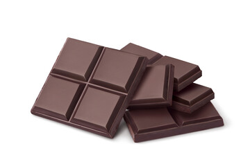 Chocolate bars isolated on white background.