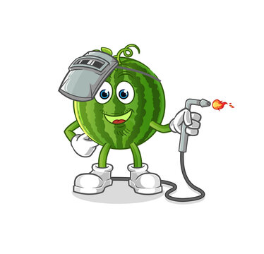 recommend clip art: watermelon welder mascot. cartoon vector