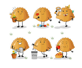 dumpling save the earth group. cartoon mascot