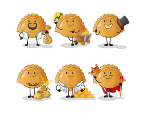 dumpling rich group character. cartoon mascot vector