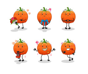 pumpkin love set character. cartoon mascot vector