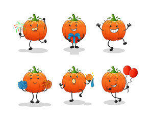 Fototapeta premium pumpkin celebration set character. cartoon mascot vector