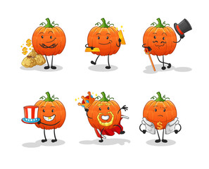 pumpkin rich character. cartoon mascot vector