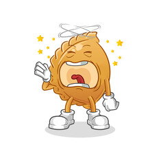 dumpling yawn character. cartoon mascot vector