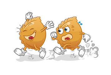 dumpling play chase cartoon. cartoon mascot vector