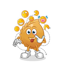 dumpling laugh and mock character. cartoon mascot vector