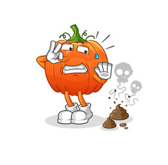 pumpkin with stinky waste illustration. character vector