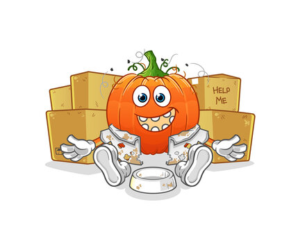 recommend clip art: pumpkin homeless character. cartoon mascot vector