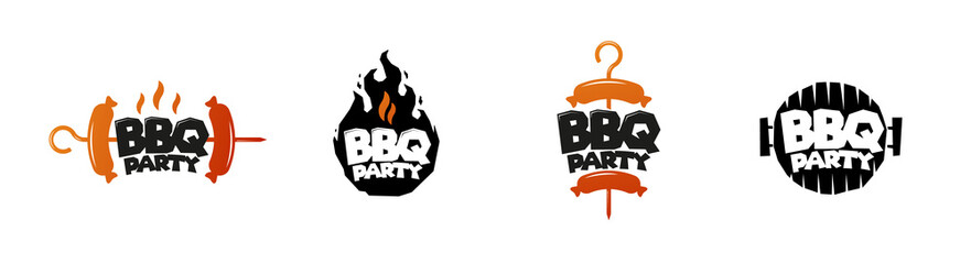 Grill and barbecue badge, sticker, emblem, logo. - obrazy, fototapety, plakaty