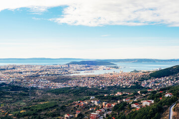 Scenic view from Klis fortress to the city of Split, Croatia