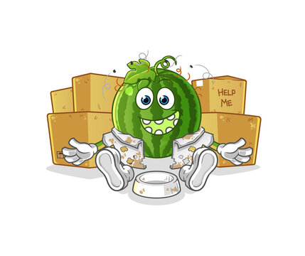 recommend clip art: watermelon homeless character. cartoon mascot vector