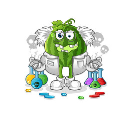 watermelon mad scientist illustration. character vector