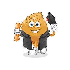 dumpling graduation vector. cartoon character